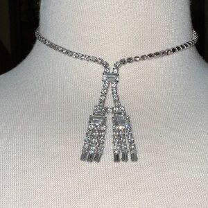 B. David Rhinestone Necklace Set In Silver Tone Metal Vintage Box Closure Chic